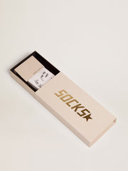 Optical white socks with black lettering