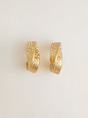 Gold hoop earrings with crystals