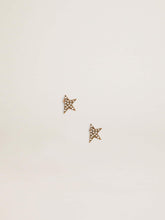 Women's stud earrings in antique gold color with crystals