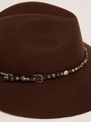 Women’s studded brown Fedora hat Golden Goose