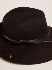 Women’s black Fedora hat with strap Golden Goose
