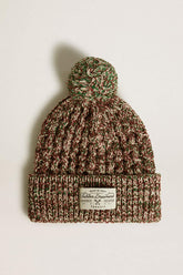 Multicolored wool beanie with pompom