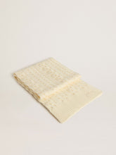 White wool scarf with embroidery