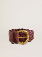 Women’s burgundy woven leather belt