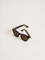 Square style Panthos sunglasses with black frame and lenses