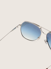 Carter aviator sunglasses with blue lenses and crystals