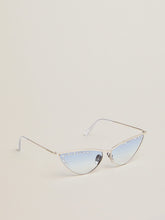 Sunglasses cat-eye style with silver frame and crystals