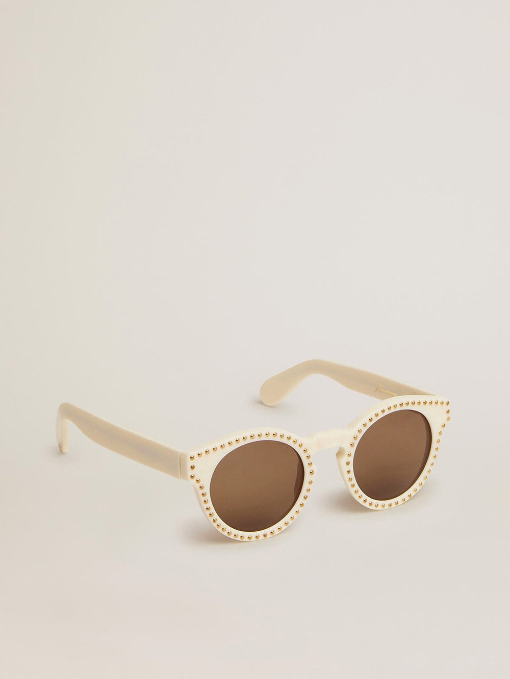 Sunglasses Panthos model with white frame and gold studs