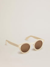 Sunglasses Panthos model with white frame and gold studs