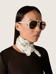 Charlie aviator sunglasses with pearl white frame and gold lenses