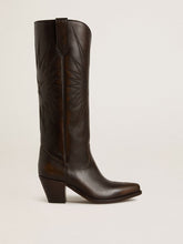 Wish Star boots in dark brown leather with tone-on-tone embroidered star