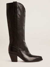 Women's Wish Star boots in black leather with star embroidery