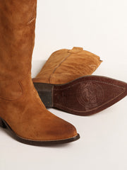 Wish Star boots in cognac suede with tone-on-tone inlay star