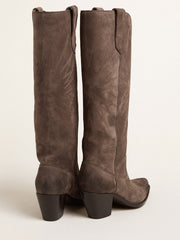 Wish Star boots in dark brown suede with tone-on-tone inlay star