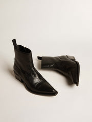 Low Debbie boots in black snake-print leather