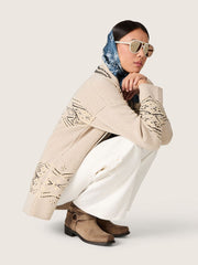 Women's high Biker boots in dark beige waxed suede with strap and a silver-colored buckle