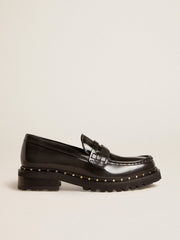 Women’s chunky loafers in studded black leather