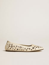 Amy ballet flats in white nappa leather with silver colored studs