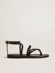 Women's Penelope flat sandals in black leather