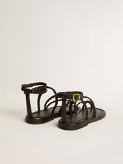 Women's Penelope flat sandals in black leather