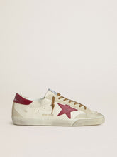Men's Super-Star with red leather star and beige suede inserts