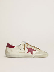 Men's Super-Star with red leather star and beige suede inserts