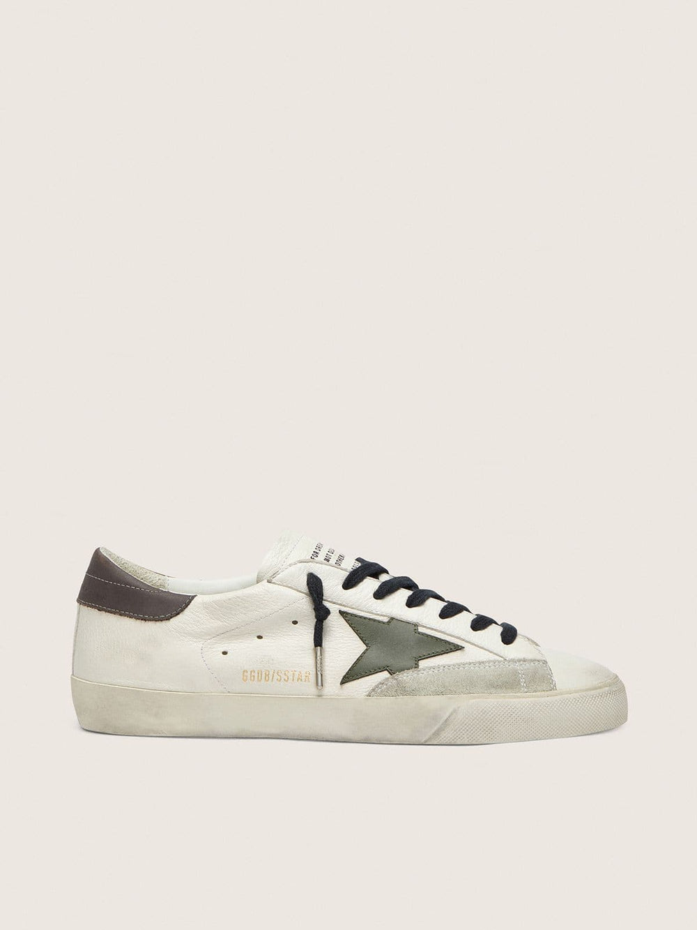 Men's Super-Star in nappa with green leather star and gray leather heel tab