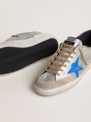 Men's Super-Star LTD in silver metallic suede with leather star and suede heel tab
