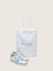 Men's Super-Star LTD in white leather with light blue leather star and heel tab