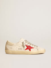 Men's Super-Star in nappa with red star and cream leather heel tab