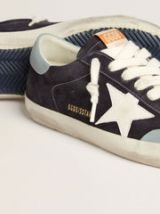 Men's Super-Star in midnight-blue suede with white leather star and light blue leather heel tab