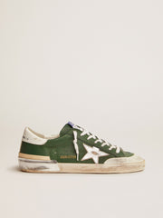 Men's Super-Star in green leather and multifoxing