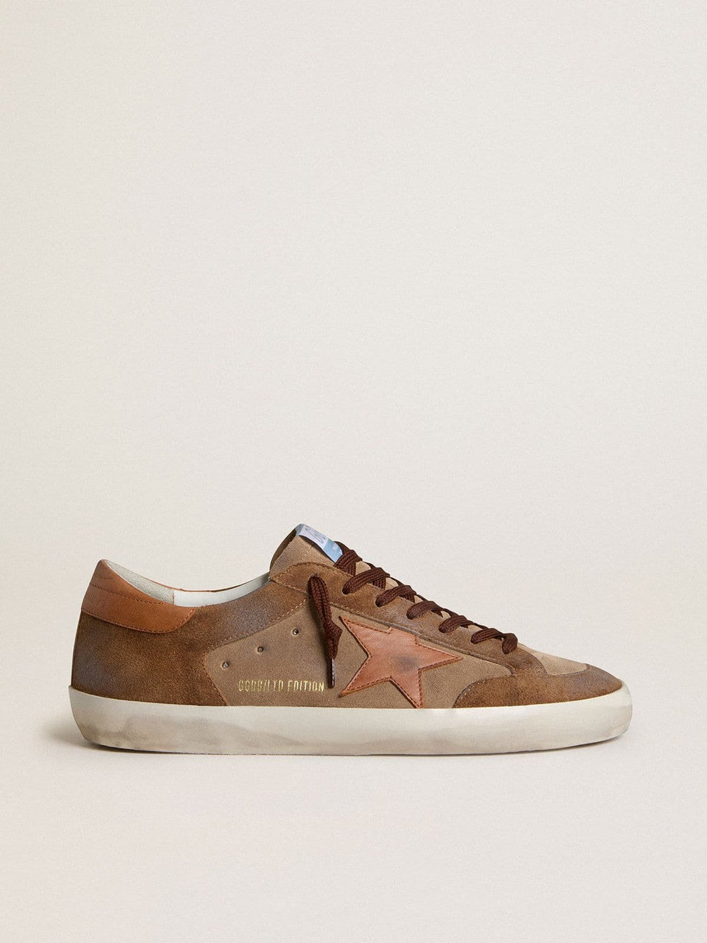 Men's Super-Star in brown suede with tan leather star and heel tab