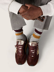 Men's Marathon with burgundy satin upper and platinum leather star