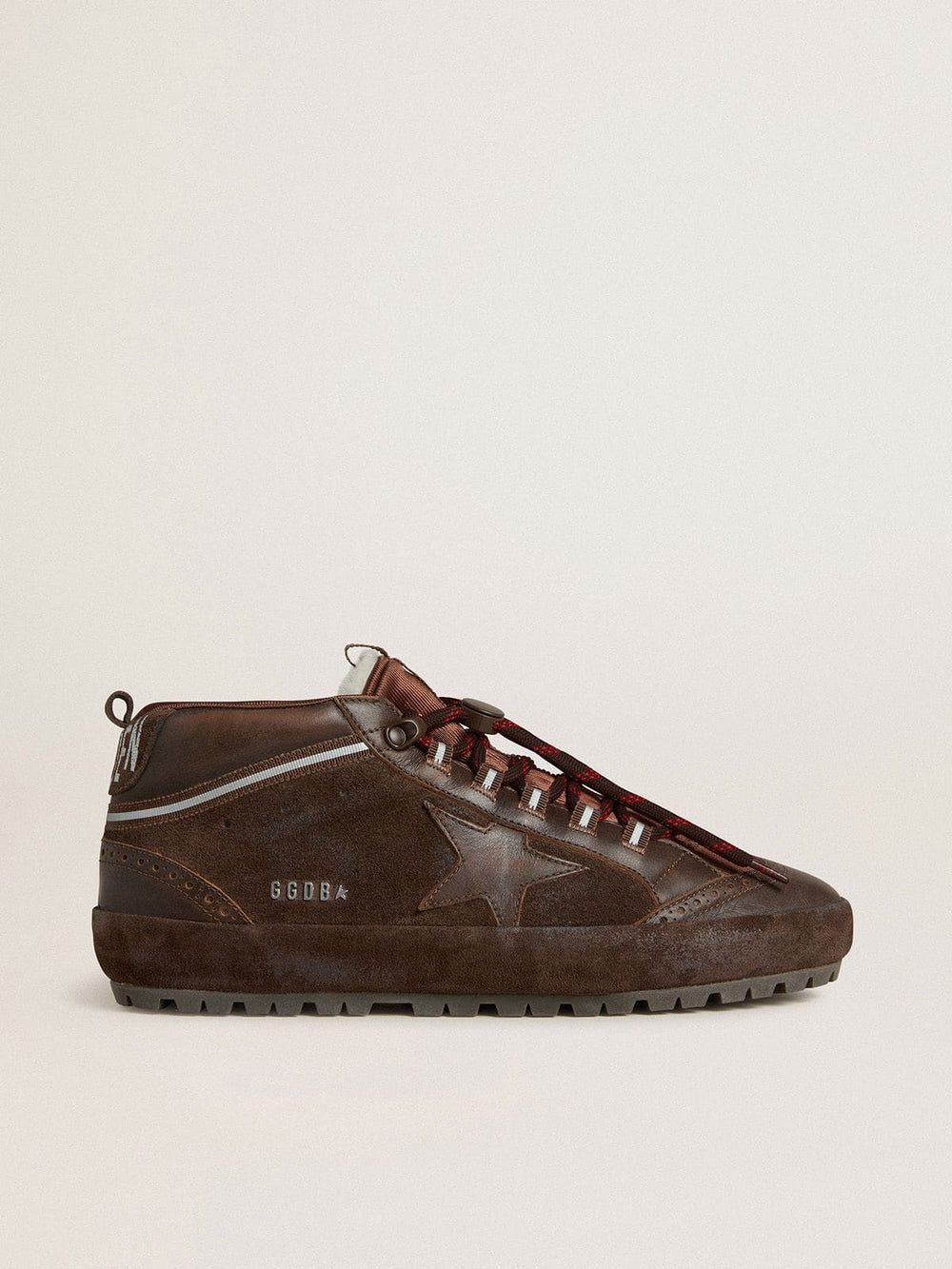 Men's Mid Star Ski in brown suede with leather star and suede heel tab