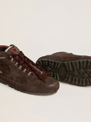 Men's Mid Star Ski in brown suede with leather star and suede heel tab