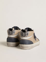 Men's Mid Star in beige and blue suede with gray nappa leather star and white leather flash