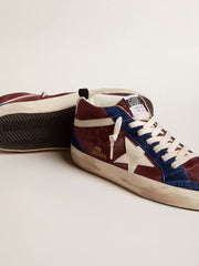 Men's Mid Star in wine-red suede with white nappa star and flash