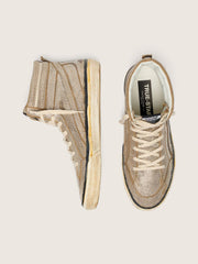 Men's Slide LAB sneakers in tobacco-colored suede with crystals and tobacco-colored suede star