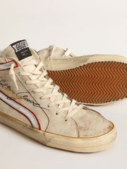 Men’s Slide with light blue leather star and metallic silver leather flash