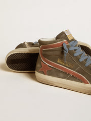 Men's Slide in gray suede with brown nubuck star and flash