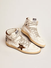 Sky-Star sneakers with signature on the ankle and leopard-print pony skin inserts