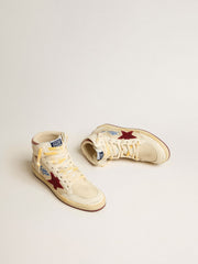 Sky-Star in beige nylon and nappa with pomegranate suede star