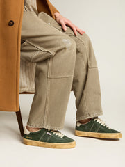 Soul Star in green suede with milk-white leather heel tab