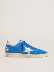 Men's Ball Star in light blue suede with studs and silver metallic leather star
