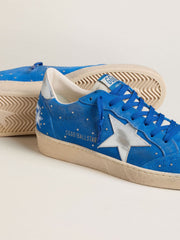 Men's Ball Star in light blue suede with studs and silver metallic leather star