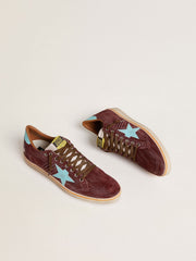 Men’s Ball Star in dark red suede with light blue star and heel tab