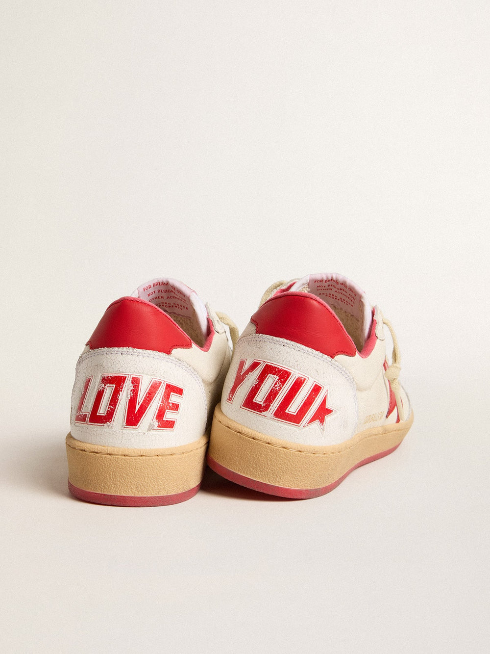 Men’s Ball Star Wishes in white leather with a red star and heel tab