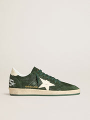 Men's Ball Star in green suede with white leather star and heel tab