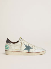 Men's Ball Star in white leather with light blue suede star and brown nubuck heel tab